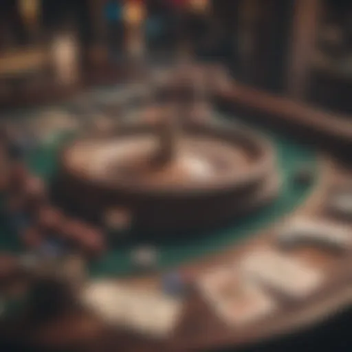 Vintage casino gaming table with classic cards and chips