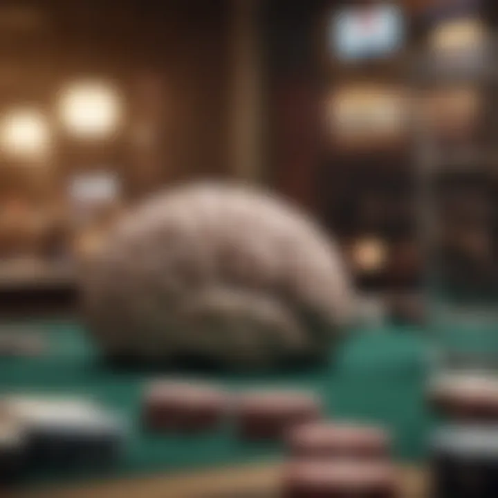 A strategic mindset represented through a brain with gambling elements