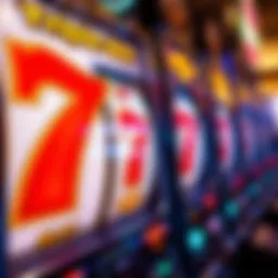 Vibrant display of Triple 7 slot machine reels