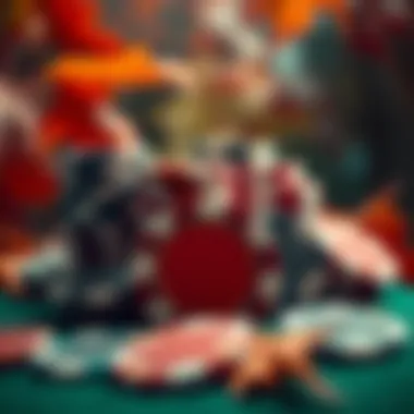 Chips and Leaves: The Essence of Fall Poker Close-up of poker chips with fall leaves in the background