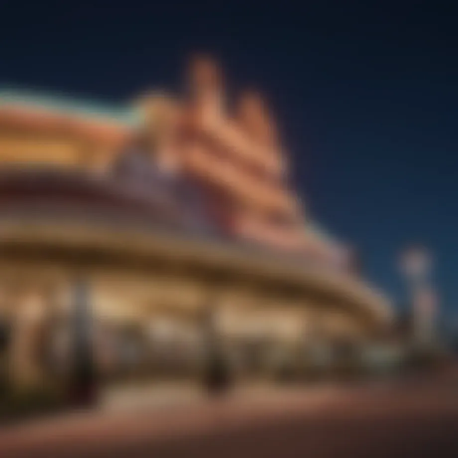 Exterior view of Hollywood Casino Aurora featuring its vibrant signage at night