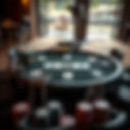 A detailed layout of a Limit Hold'em poker table showcasing betting structure