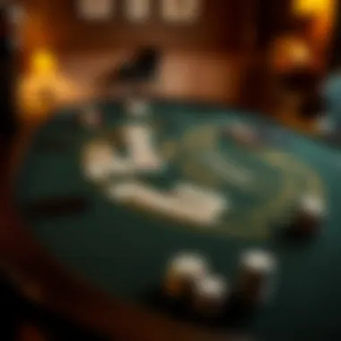 A well-arranged blackjack table set up at home with cards and chips