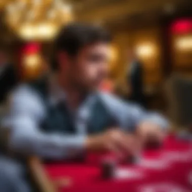 A player contemplating their next move in a game of blackjack