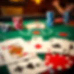 A set of casino blackjack cards laid out on a table.