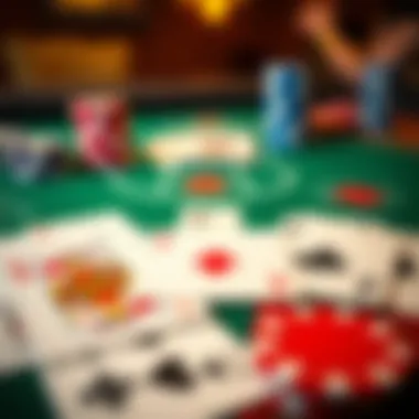 A set of casino blackjack cards laid out on a table.