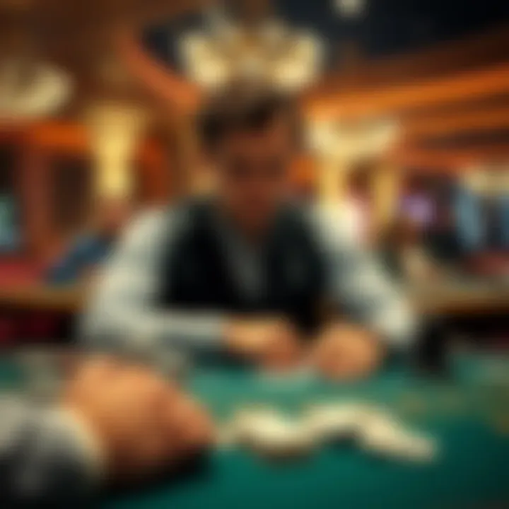 A focused player strategizing at a blackjack table.