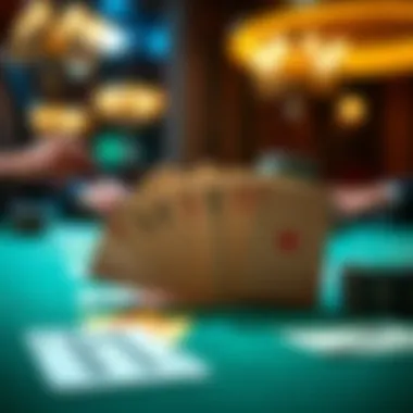 Close-up of blackjack cards in play