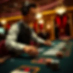 A dealer expertly managing a blackjack table