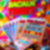 Vibrant Scratch-Off Tickets Colorful scratch-off tickets displayed against a vibrant background