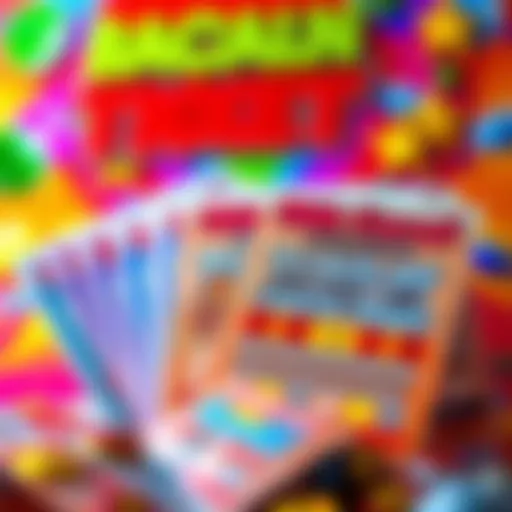Vibrant Scratch-Off Tickets Colorful scratch-off tickets displayed against a vibrant background
