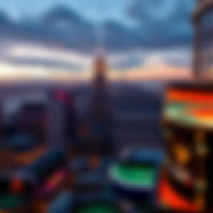 Overview of New York City skyline with casinos