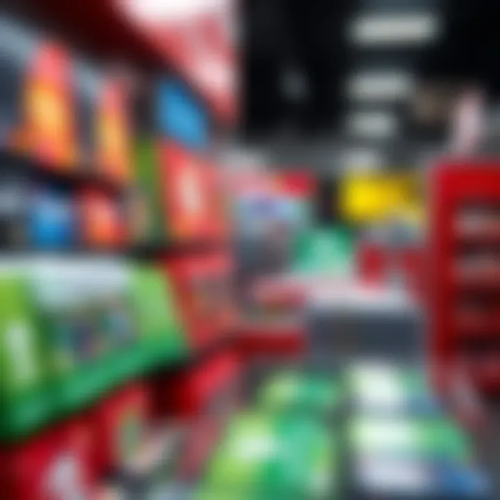 A vibrant display of Paysafecards in a retail setting