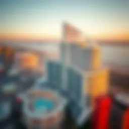 Aerial view of Revel Ocean Resort showcasing its unique architectural design