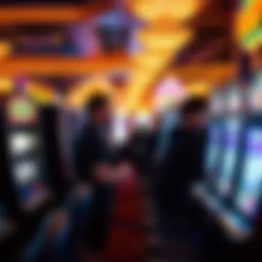 The Thrill of the Casino Environment Players engaged at slot machines in a Las Vegas casino