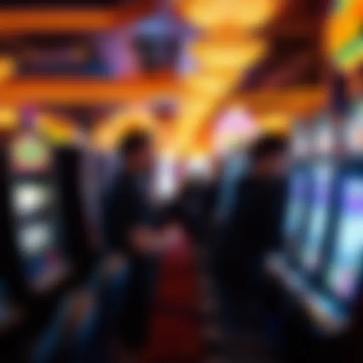 The Thrill of the Casino Environment Players engaged at slot machines in a Las Vegas casino
