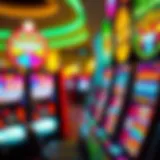 Vibrant slot machines with colorful lights