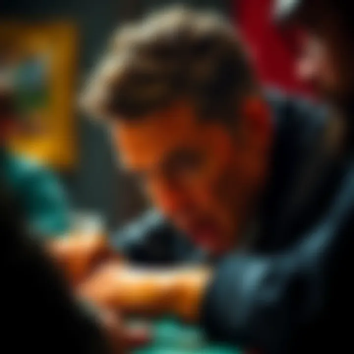 A close-up of intense facial expressions during a poker game