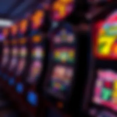 A close-up view of a modern slot machine showcasing vibrant graphics and symbols