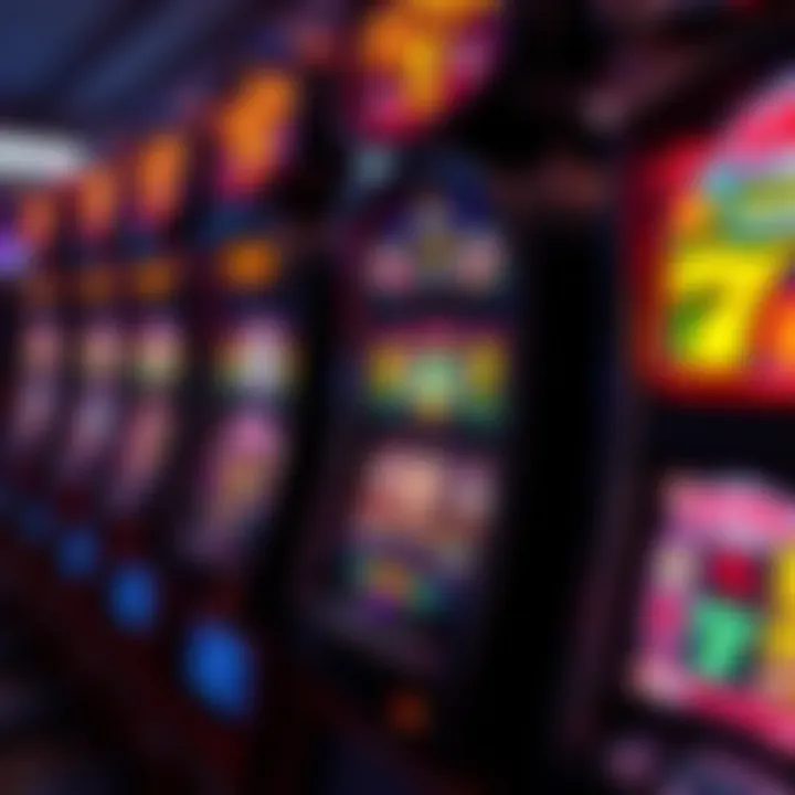 A close-up view of a modern slot machine showcasing vibrant graphics and symbols