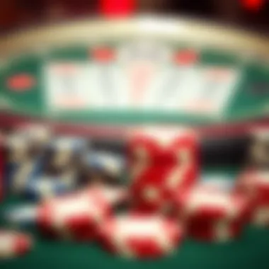 A close-up of casino chips stacked neatly, representing the stakes involved in gambling.