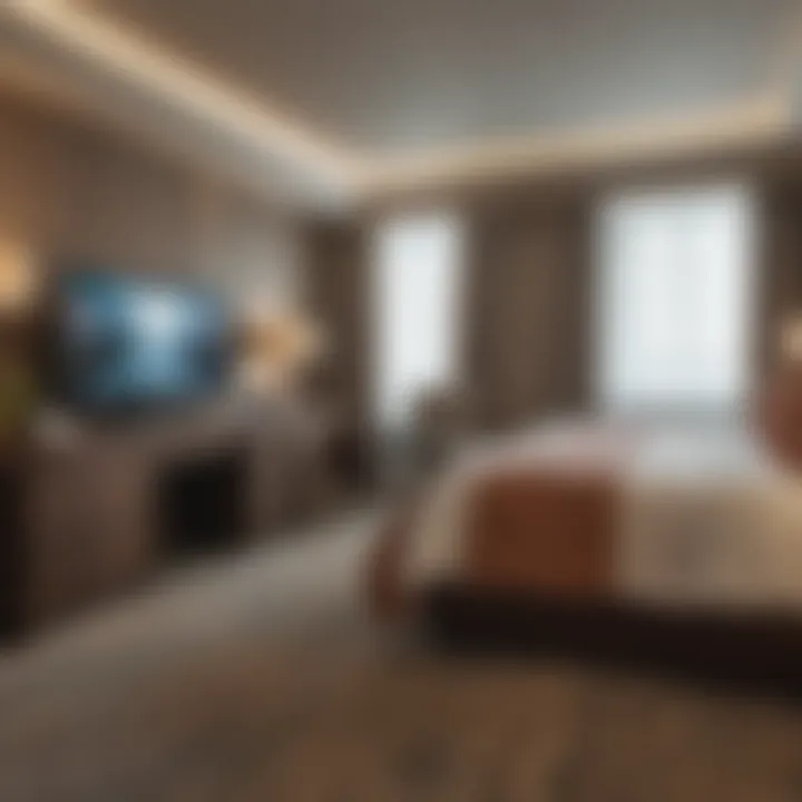 Luxurious guest room interior highlighting comfort and style