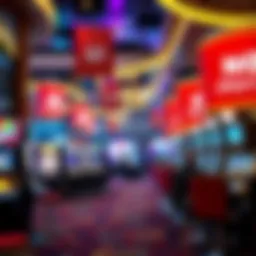 An illustration depicting a casino environment with no deposit banners