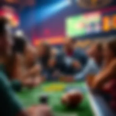 A vibrant illustration of a group enjoying a Super Bowl party