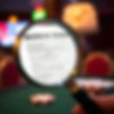 Illustration of a magnifying glass over bonus terms and conditions