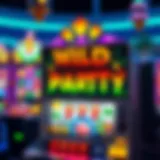Vibrant design of a wild party slot machine showcasing colorful symbols and thematic elements