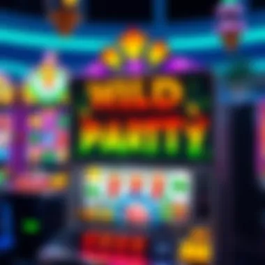 Vibrant design of a wild party slot machine showcasing colorful symbols and thematic elements