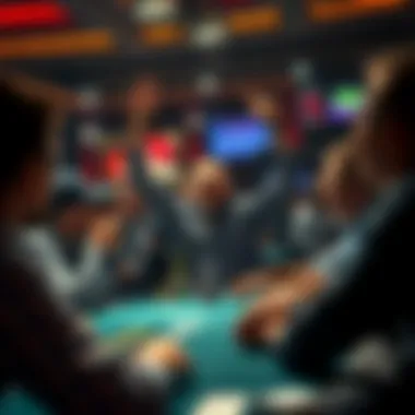 A celebratory scene of a player winning a significant hand, surrounded by breathtaking reactions.